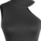 *APP EXCLUSIVE* Asymmetrical Sleeveless Rib-Knit Top