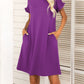 *APP EXCLUSIVE* Round Neck Flounce Sleeve Dress with Pockets
