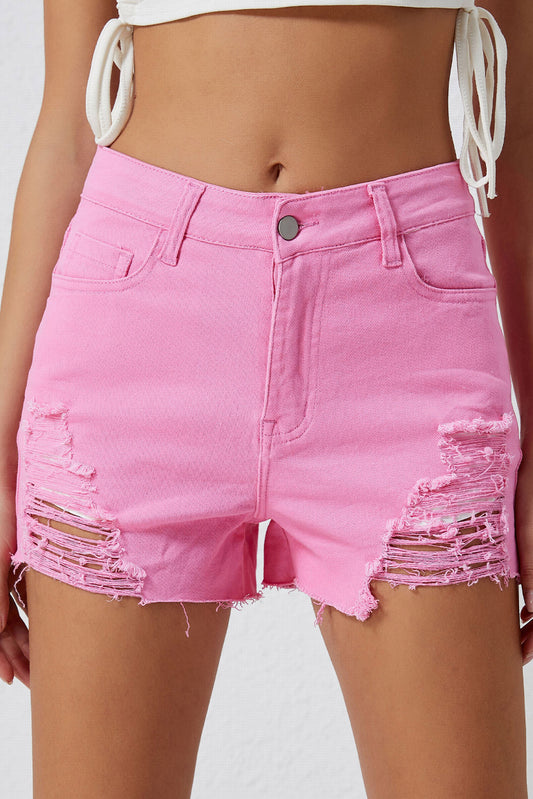 *APP EXCLUSIVE* Pink Distressed Denim Shorts