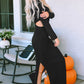 * APP EXCLUSIVE* Cutout Round Neck Long Sleeve Slit Maxi Dress