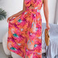 *APP EXCLUSIVE* Botanical Print Tied Backless Cutout Slit Dress