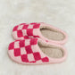 *APP EXCLUSIVE* Checkered Print Plush Slide Slippers