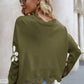 *App Exclusive* Flower Distressed Ribbed Trim Sweater