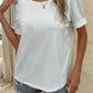 Round Neck Ruffled Short Sleeve Blouse