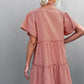 Frill Trim Smocked Tie Neck Dress