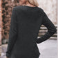 * APP EXCLUSIVE* Ribbed Round Neck Buttoned Long Sleeve Tee
