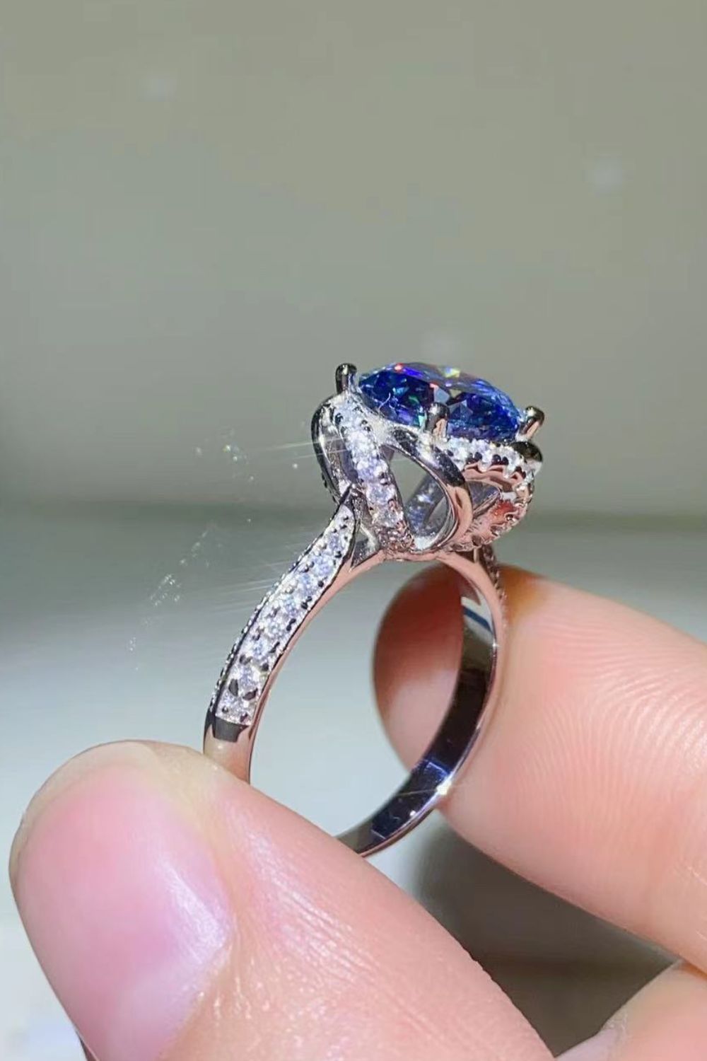 *APP EXCLUSIVE* 2 Carat Cobalt Blue Moissanite 925 Sterling Silver Ring