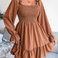 Smocked Flounce Sleeve Square Neck Dress