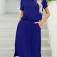*APP EXCLUSIVE* Round Neck Short Sleeve Slit Dress with Pockets