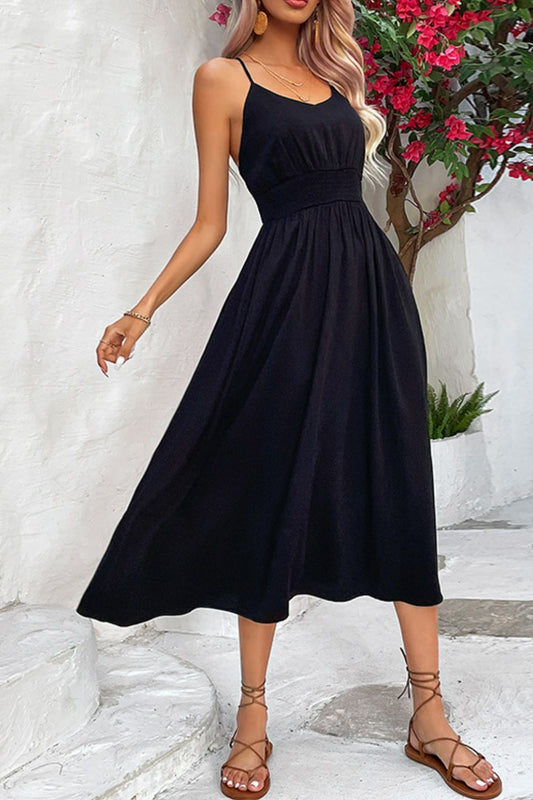 *APP EXCLUSIVE* Spaghetti Strap Scoop Neck Midi Dress