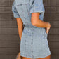 *APP EXCLUSIVE*  Puff Sleeve Button Up Mini Denim Dress