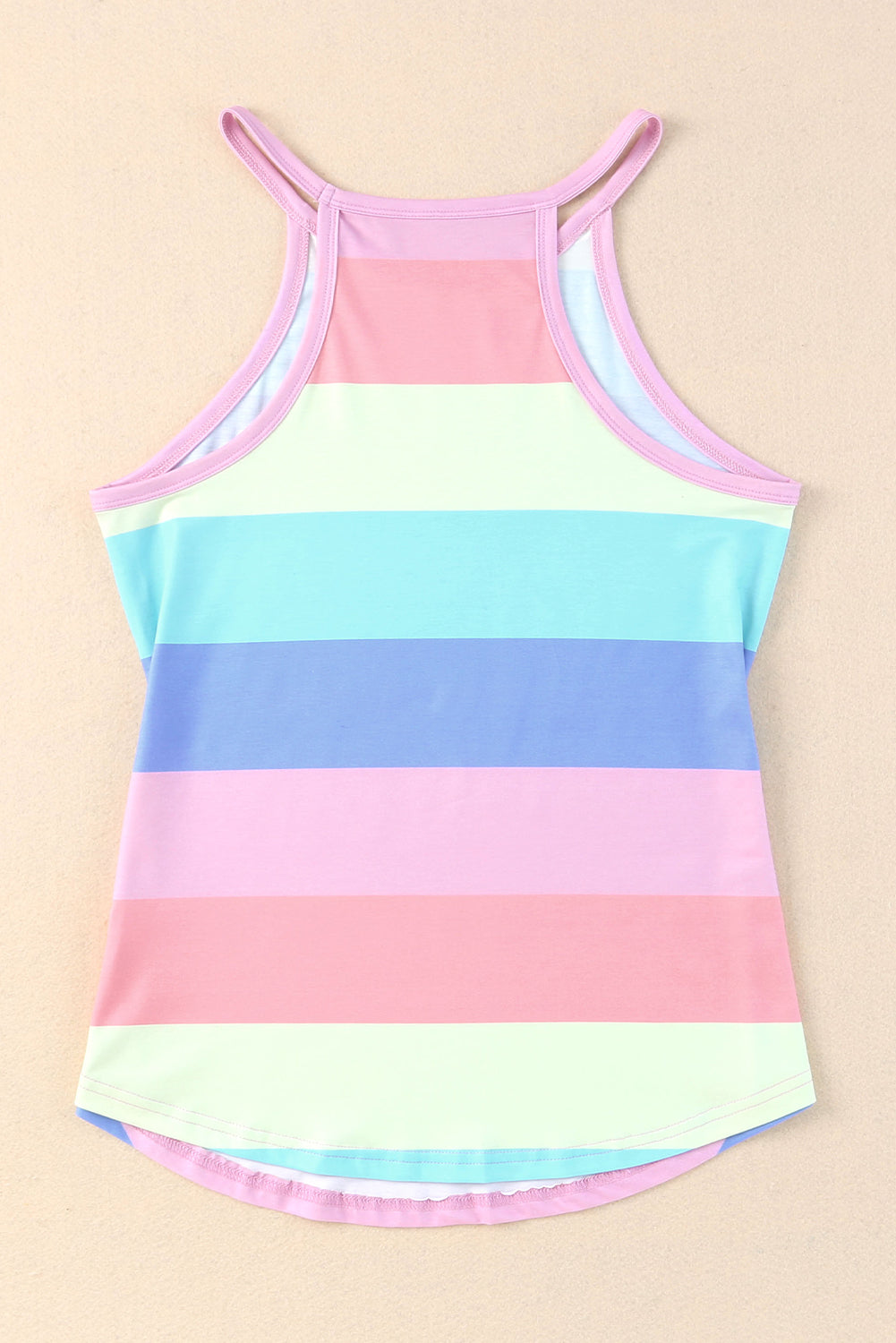 *APP EXCLUSIVE* Pastel Striped Curved Hem Tank