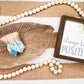 Teal Feather Earrings with Gold Bar