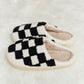 *APP EXCLUSIVE* Checkered Print Plush Slide Slippers