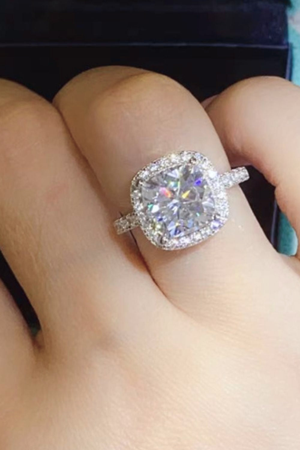 *APP EXCLUSIVE* 3 Carat Moissanite 925 Sterling Silver Square Ring