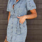 *APP EXCLUSIVE*  Puff Sleeve Button Up Mini Denim Dress