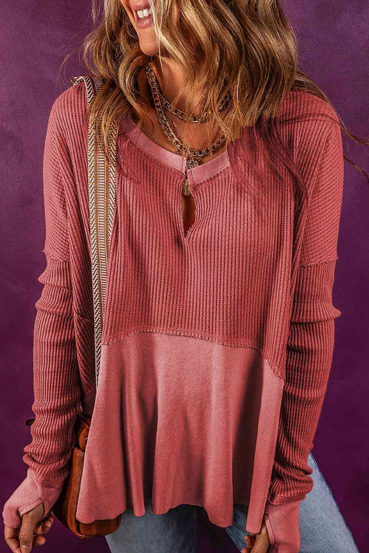 Raw Hem Babydoll Top