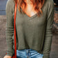 * APP EXCLUSIVE* Vneck Long Sleeve Ribbed Top