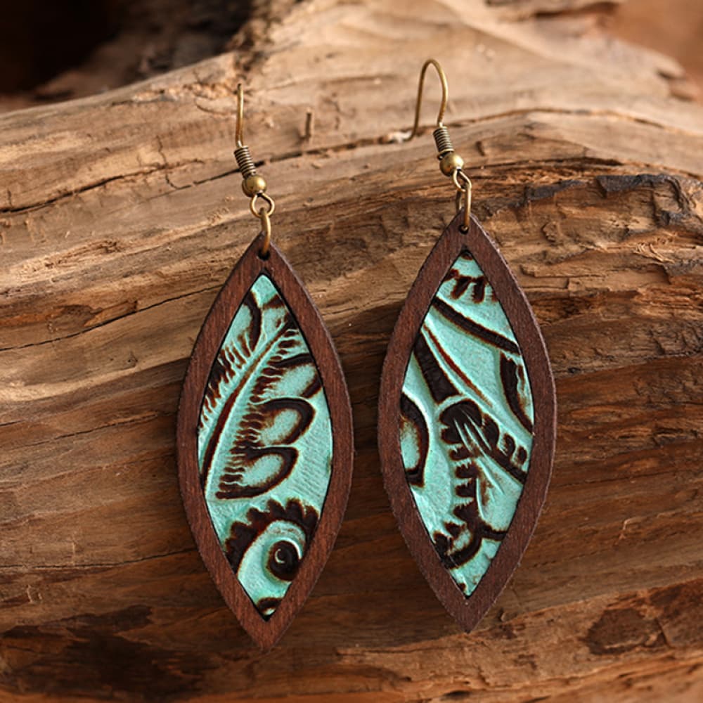 *APP EXCLUSIVE* Turquoise Wooden Dangle Earrings