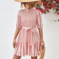 *APP EXCLUSIVE* Striped Half Sleeve Tie Waist Mini Dress