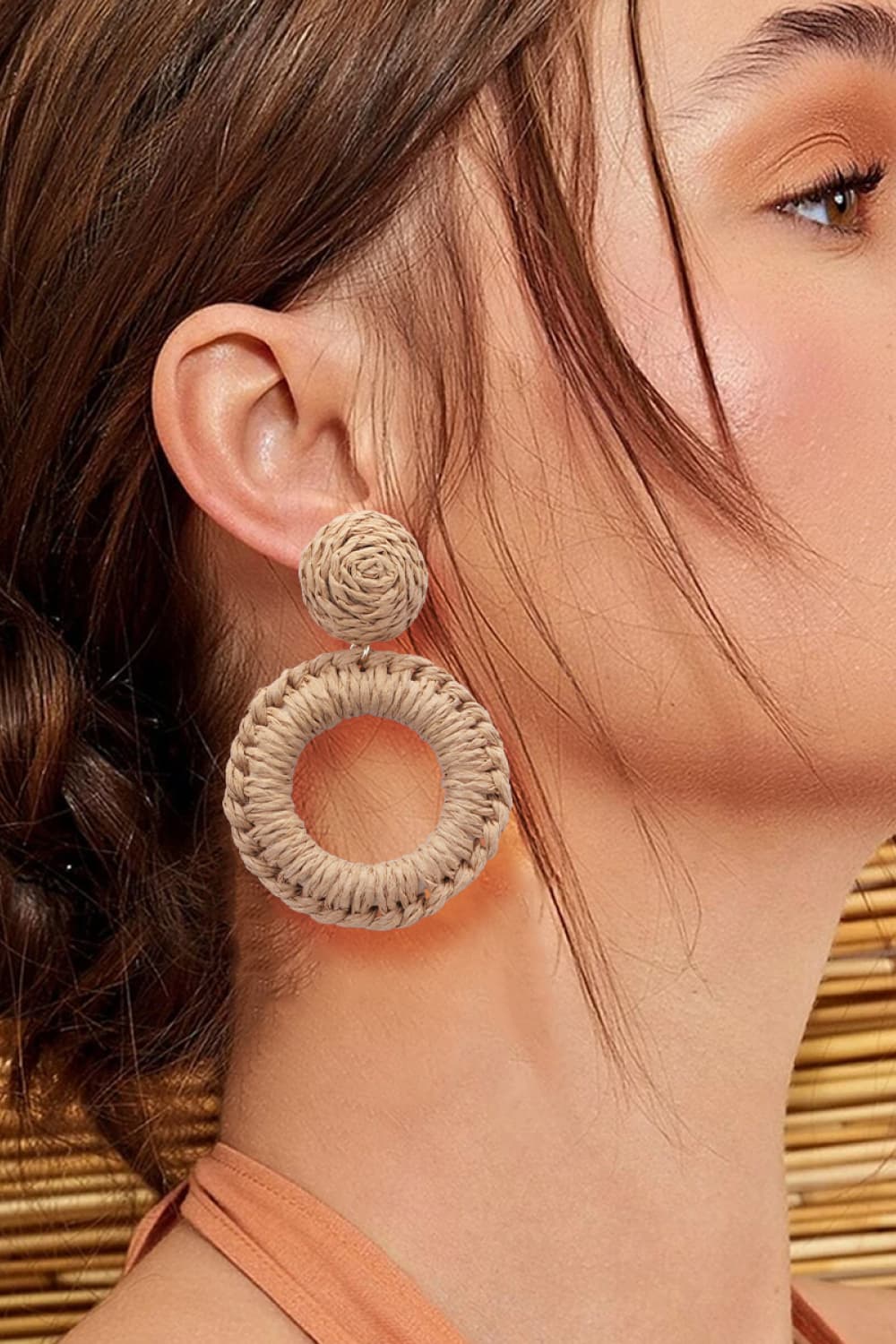 *APP EXCLUSIVE* Round Shape Raffia Grass Dangle Earrings