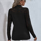 *APP EXCLUSIVE* Tie Neck Spliced Lace Long Sleeve Top