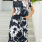 *APP EXCLUSIVE* Round Neck Short Sleeve Slit Dress with Pockets
