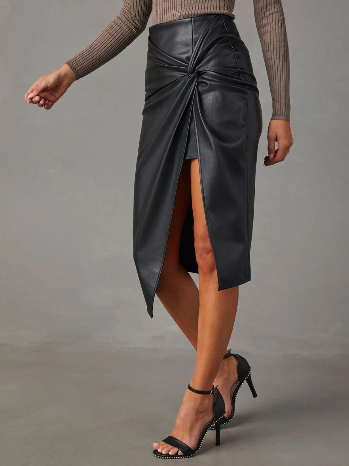 *APP EXCLUSIVE* Twist Faux Leather High Waist Skirt