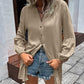 *APP EXCLUSIVE* Notched Neck Balloon Sleeve Shirt