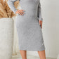 *APP EXCLUSIVE* Square Neck Long Sleeve Slit Dress