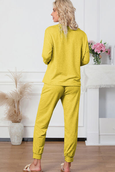 Top and Drawstring Pants Lounge Set