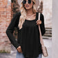 Pleated Detail Curved Hem Long Sleeve Top