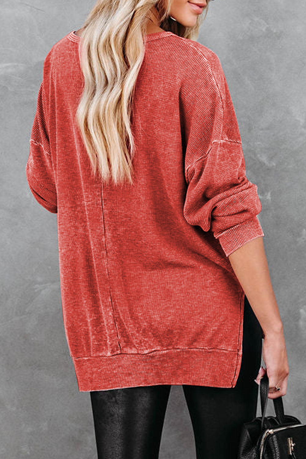 *APP EXCLUSIVE* Dropped Shoulder Slit Sweatshirt