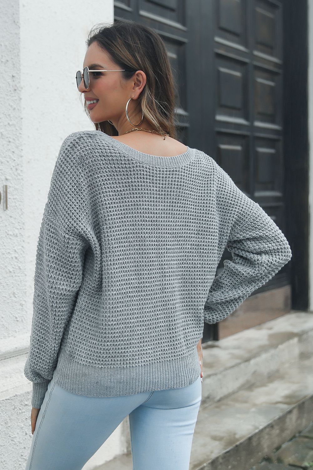 *APP EXCLUSIVE* Crisscross Surplice Neck Long Sleeve Sweater