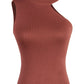 *APP EXCLUSIVE* Asymmetrical Sleeveless Rib-Knit Top