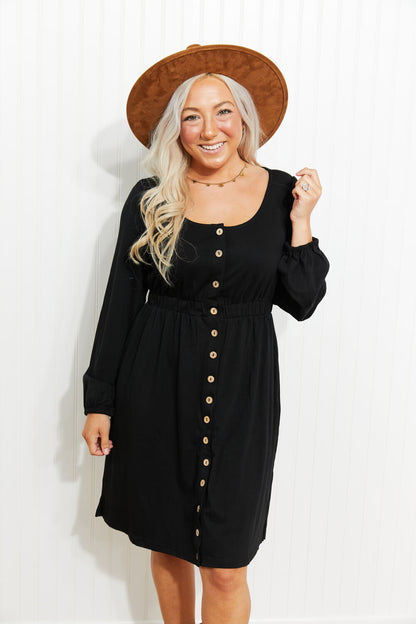 *App Exclusive* Scoop Neck Empire Waist Long Sleeve Mini Dress