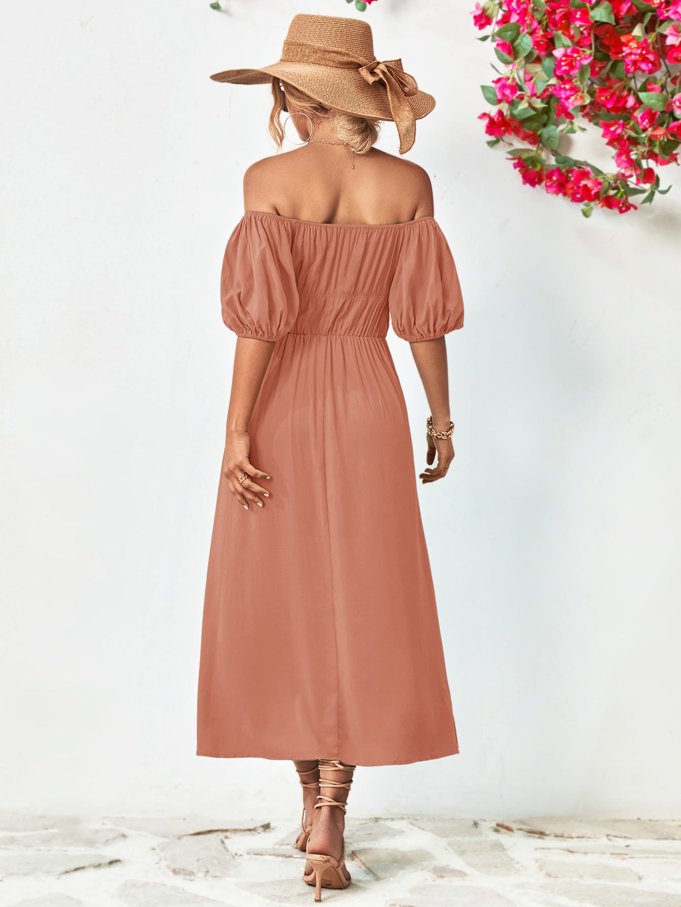 *APP EXCLUSIVE* Off-Shoulder Balloon Sleeve Midi Dress