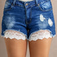 *APP EXCLUSIVE* Lace Distressed Denim Shorts