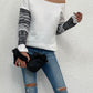 * APP EXCLUSIVE* Boat Neck Long Printed Sleeve Blouse