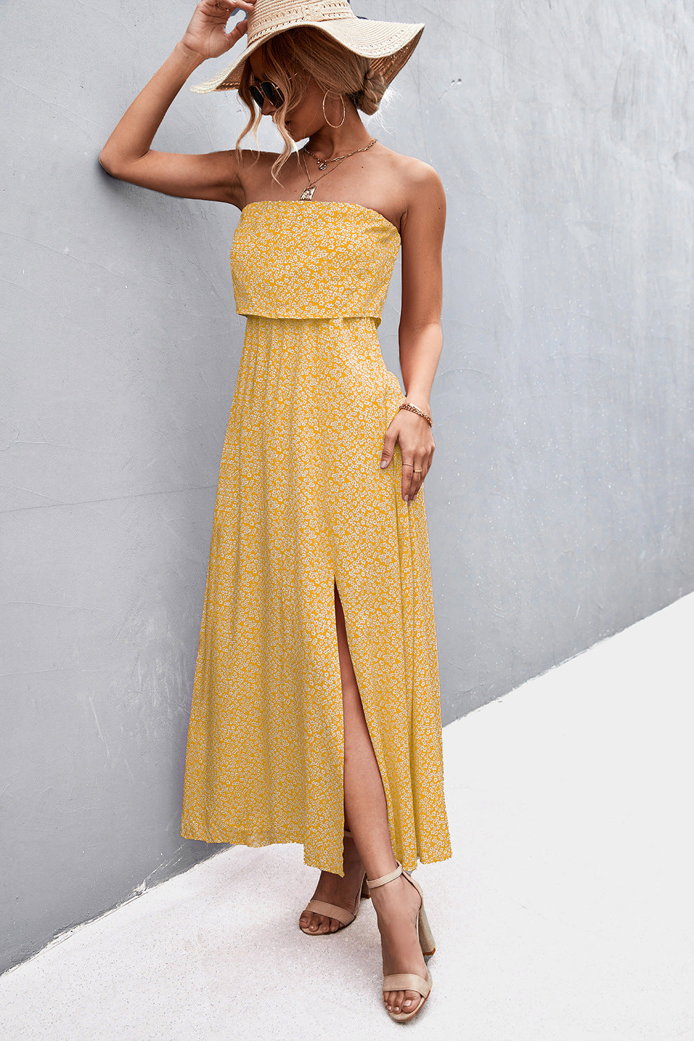 *APP EXCLUSIVE* Strapless Split Maxi Dress