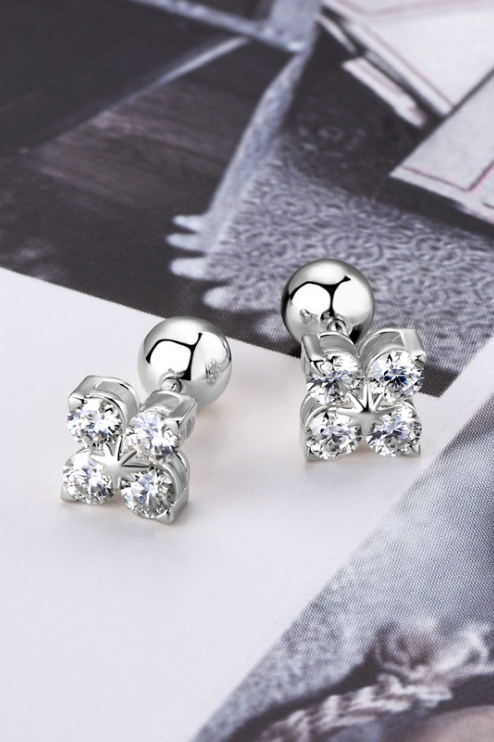 *APP EXCLUSIVE* Moissanite 925 Sterling Silver Four-Leaf Clover Shape Earrings