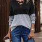 *APP EXCLUSIVE* Two-Tone Crisscross Detail Sweatshirt