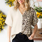 * APP EXCLUSIVE* Leopard Color Block Vneck Blouse