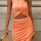 *APP EXCLUSIVE * Twist Front Tulip Hem Cutout Dress