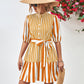 *APP EXCLUSIVE* Striped Half Sleeve Tie Waist Mini Dress