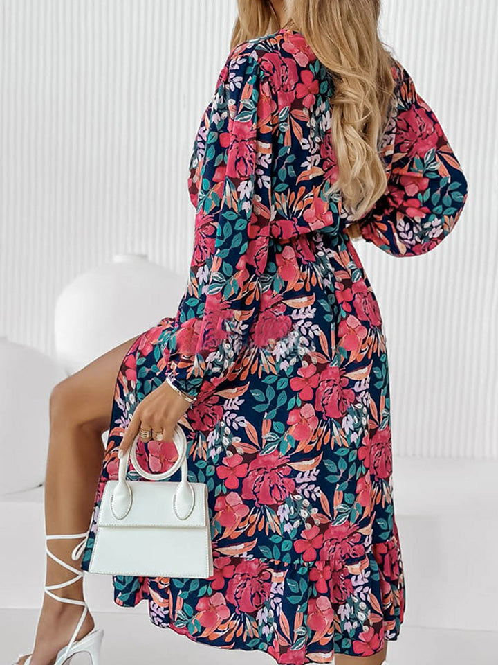 * APP EXCLUSIVE* Printed Long Sleeve Slit Dress