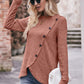 * APP EXCLUSIVE* Ribbed Round Neck Buttoned Long Sleeve Tee