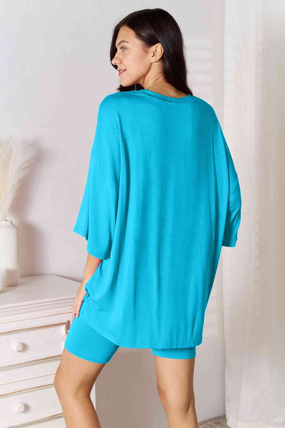 *APP EXCLUSIVE*x Soft Rayon Three-Quarter Sleeve Top and Shorts Set