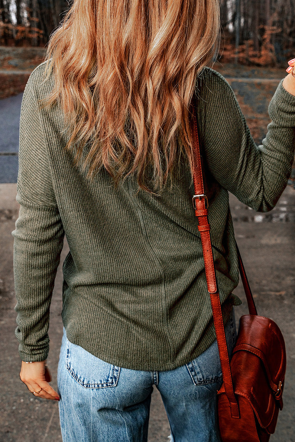 * APP EXCLUSIVE* Vneck Long Sleeve Ribbed Top