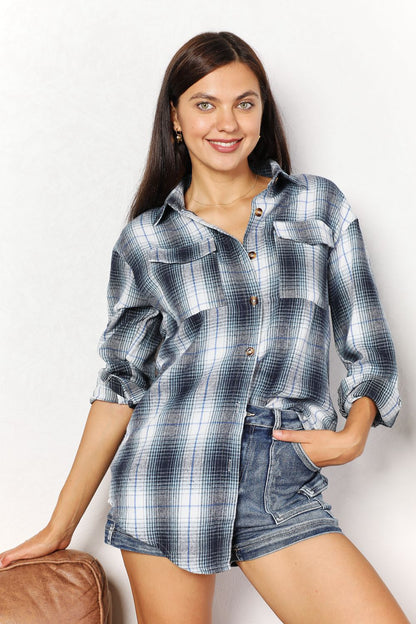 *APP EXCLUSIVE* Plaid Dropped Shoulder Flannel